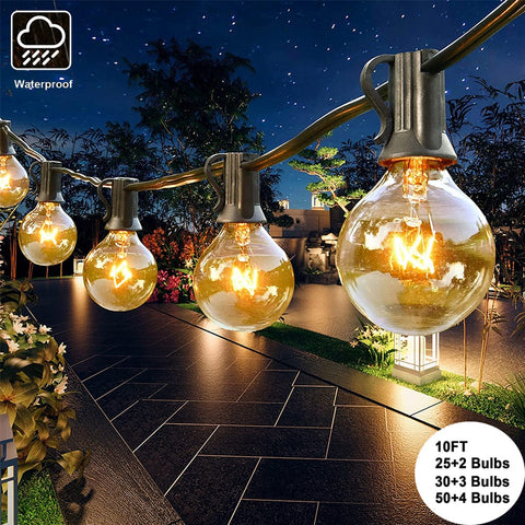 10/25/30/50FT Outdoor LED Festoon String Lights Waterproof G40 Globe Fairy Hanging Light for Patio Garden Christmas Decoration